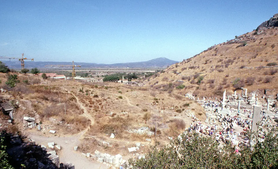 The valley below Ephesus from the upper city, with crowds far below