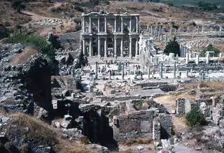 The Library of Celsus seen from the hillside above the lower city