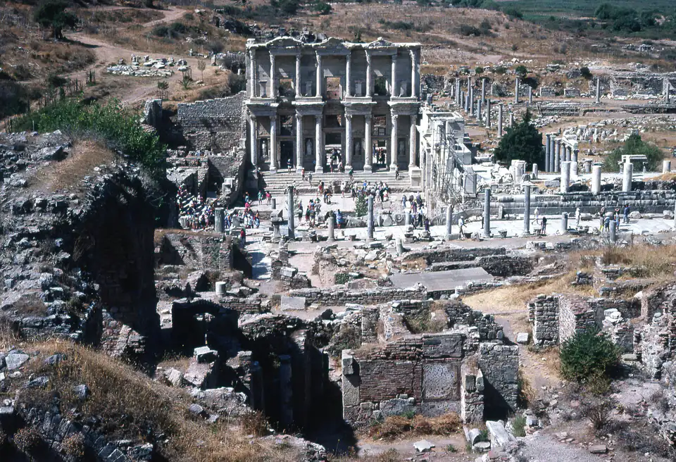 The Library of Celsus seen from the hillside above the lower city